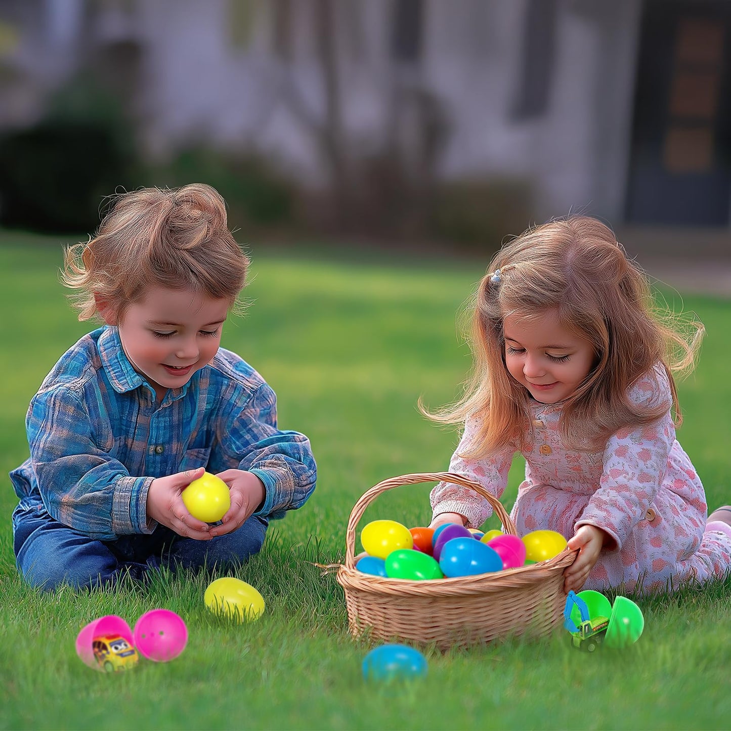 SUGFUT 24-Piece Prefilled Easter Eggs with Pull-Back Cars