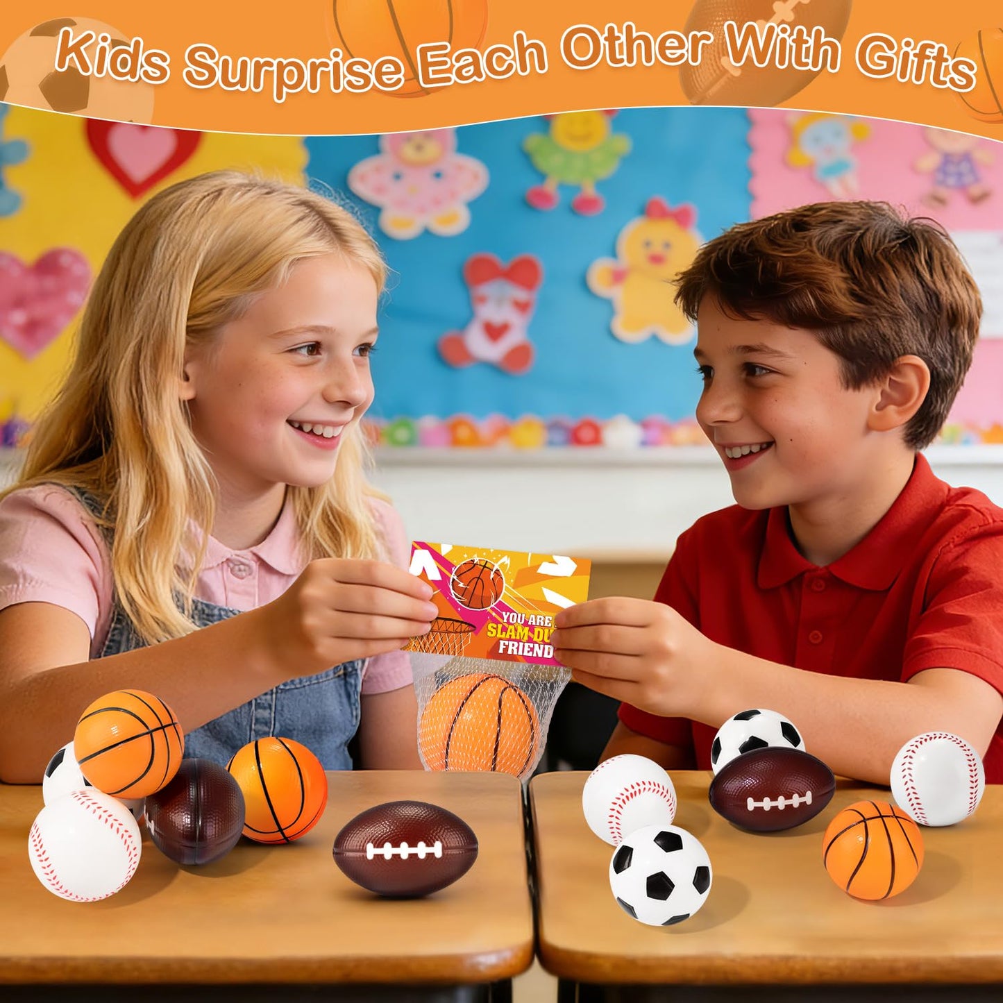 Suhctuptx 24 Pack Sports Stress Balls – Valentines Day Gifts for Kids & Classroom