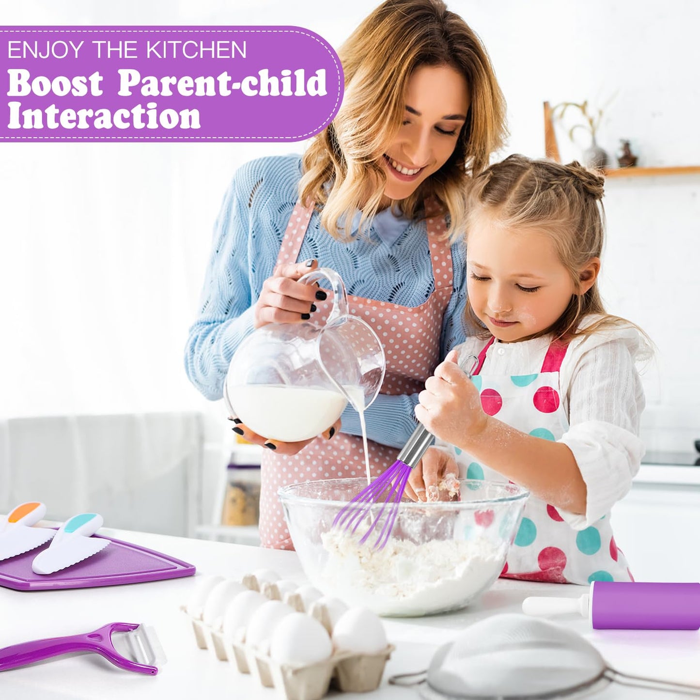 Suhctuptx Kids Cooking Set - Safe, Kid-Friendly Kitchen Tools with Storage Case (Ages 4+)
