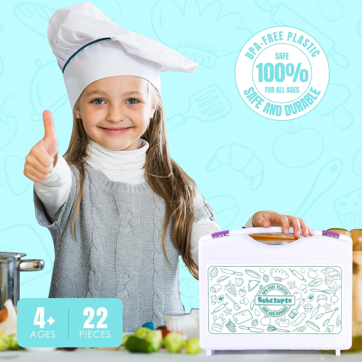 Suhctuptx Kids Cooking Sets Real — Safe Toddler Kitchen Tools with Storage Case and Cookbook