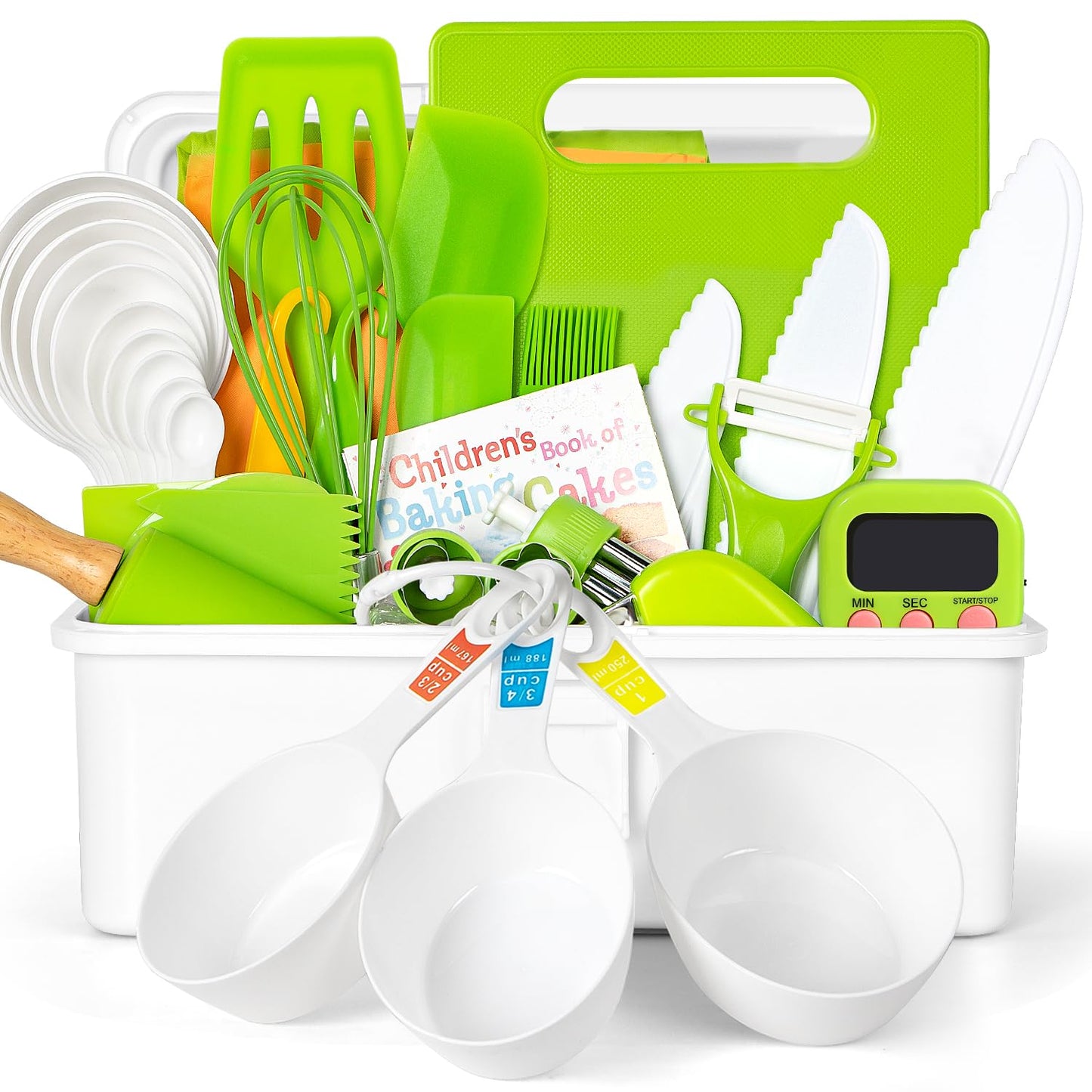 Suhctuptx Kids Cooking Sets Real – 37Pcs Toddler Kitchen Set with Storage Case & Kid-Safe Knives