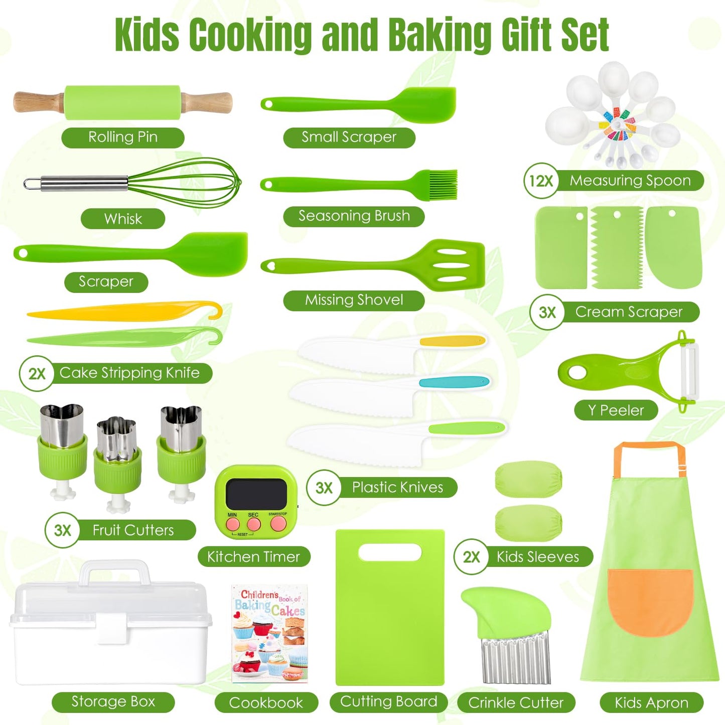 Suhctuptx Kids Cooking Sets Real – 37Pcs Toddler Kitchen Set with Storage Case & Kid-Safe Knives
