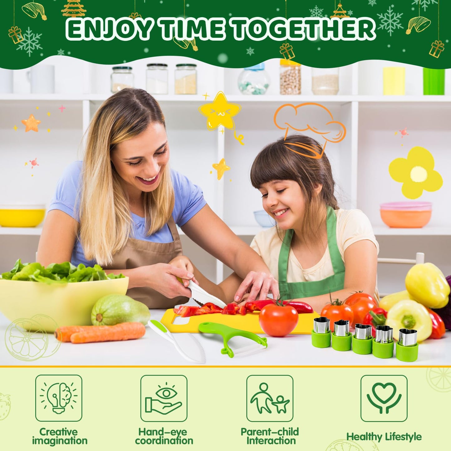 Suhctuptx 28PCS Toddler Knife Set for Real Cooking – Montessori Kitchen Tools for Ages 2-10