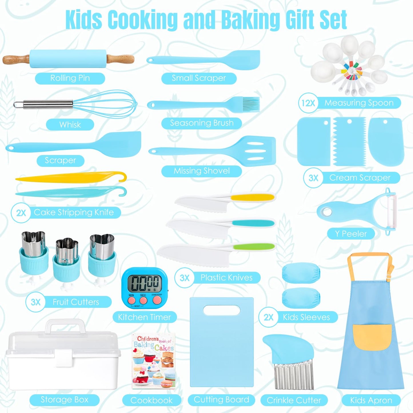 Suhctuptx 37PCS Kids Cooking Set – Real Kitchen Tools for Ages 3-8