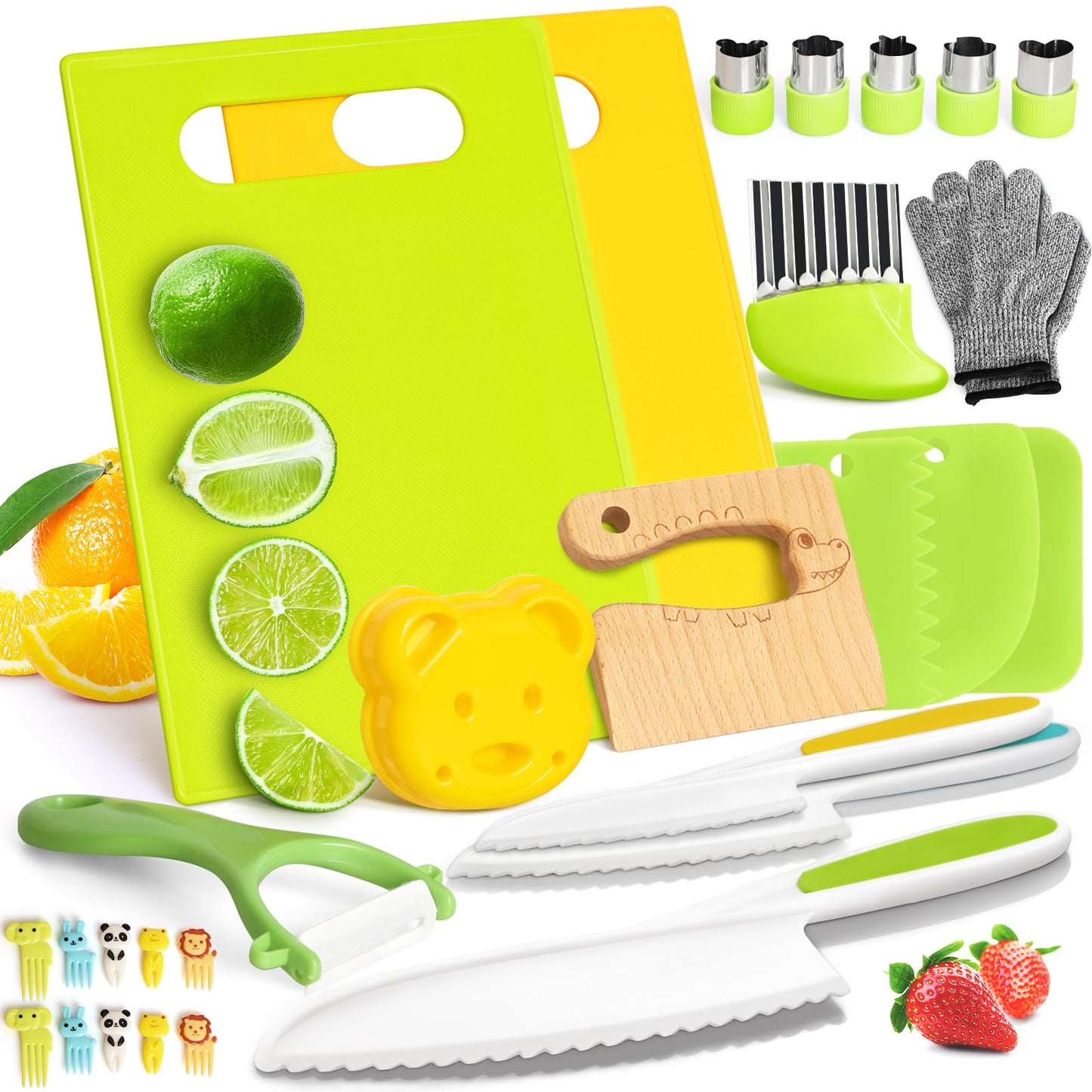 Suhctuptx 28PCS Toddler Knife Set for Real Cooking – Montessori Kitchen Tools for Ages 2-10
