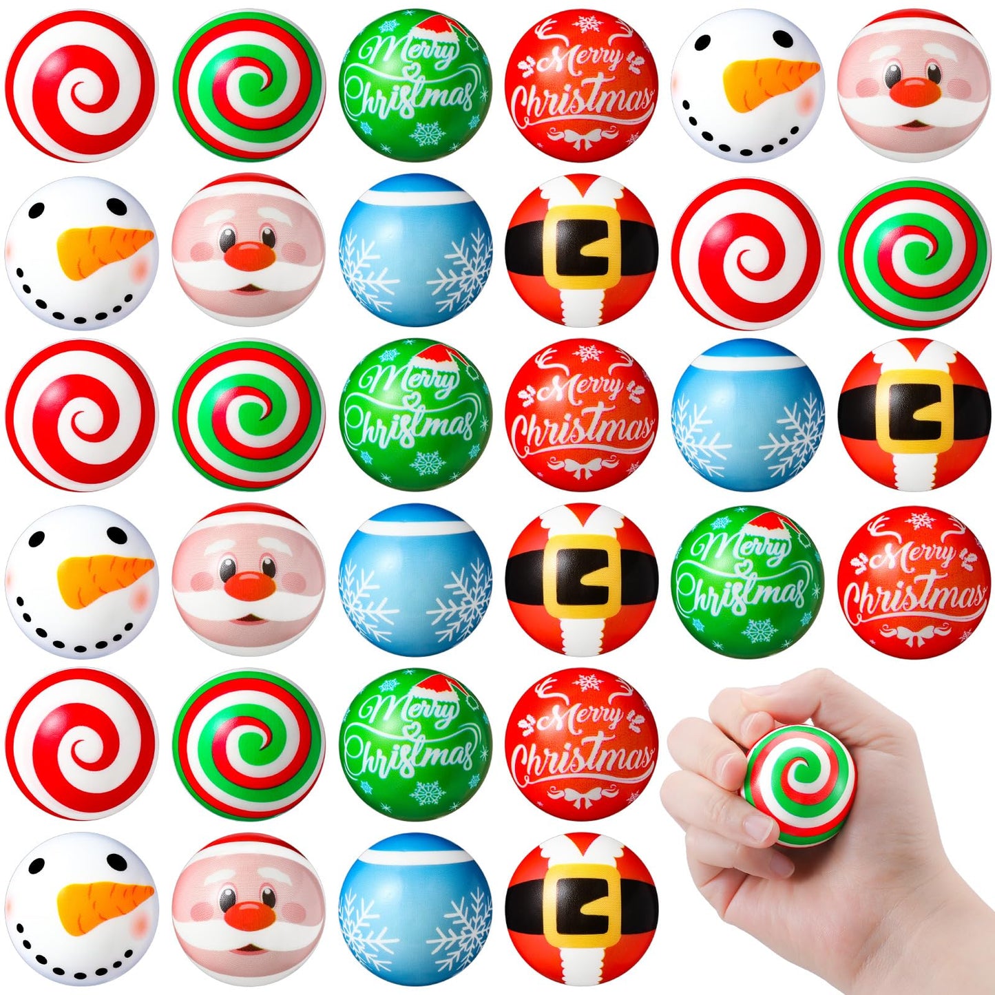 Suhine 72-Piece Christmas Stress Ball Bulk | 1.8-Inch Fidget Toys