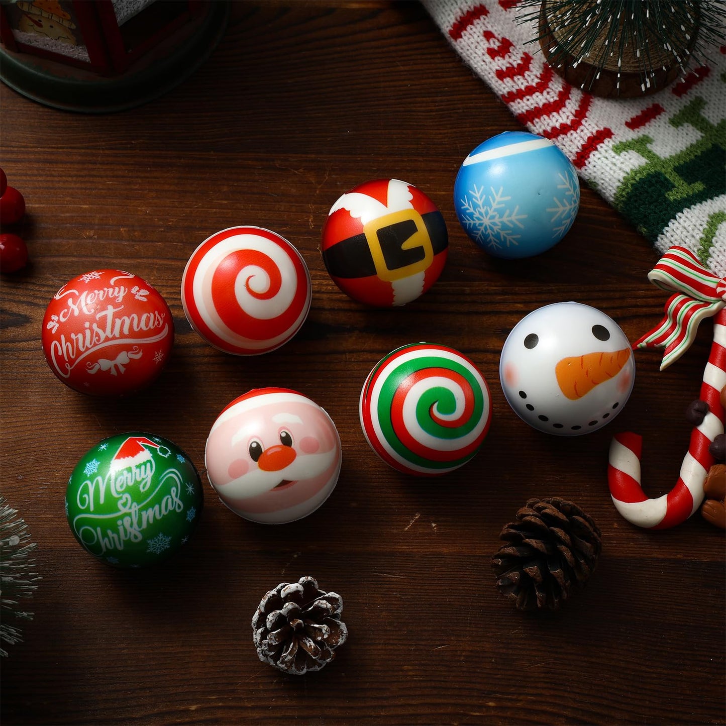Suhine 72-Piece Christmas Stress Ball Bulk | 1.8-Inch Fidget Toys