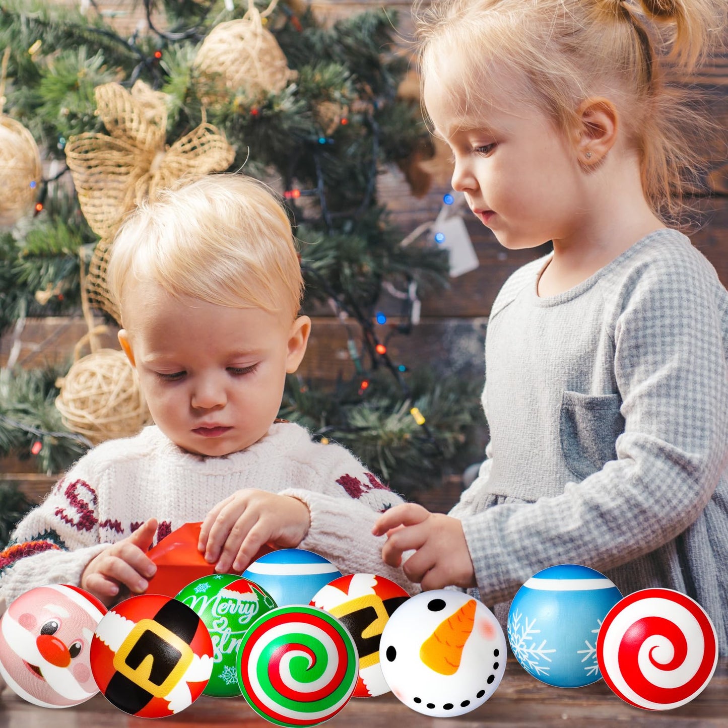 Suhine 72-Piece Christmas Stress Ball Bulk | 1.8-Inch Fidget Toys