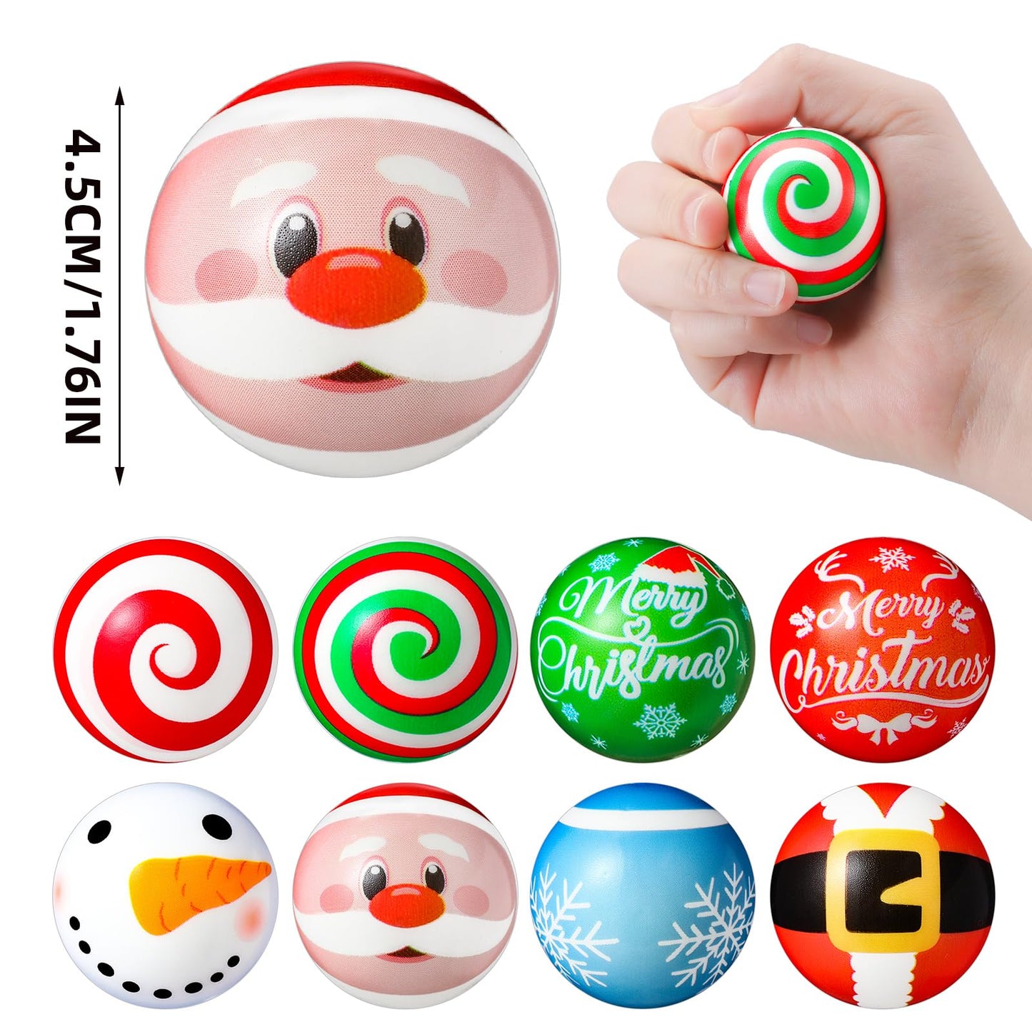 Suhine 72-Piece Christmas Stress Ball Bulk | 1.8-Inch Fidget Toys