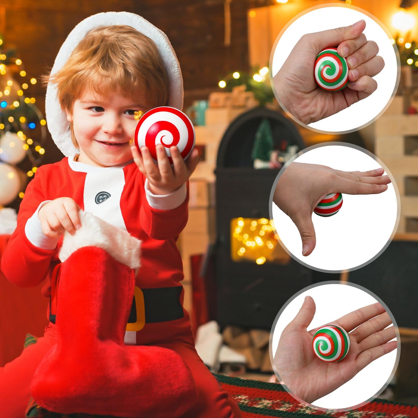 Suhine 72-Piece Christmas Stress Ball Bulk | 1.8-Inch Fidget Toys
