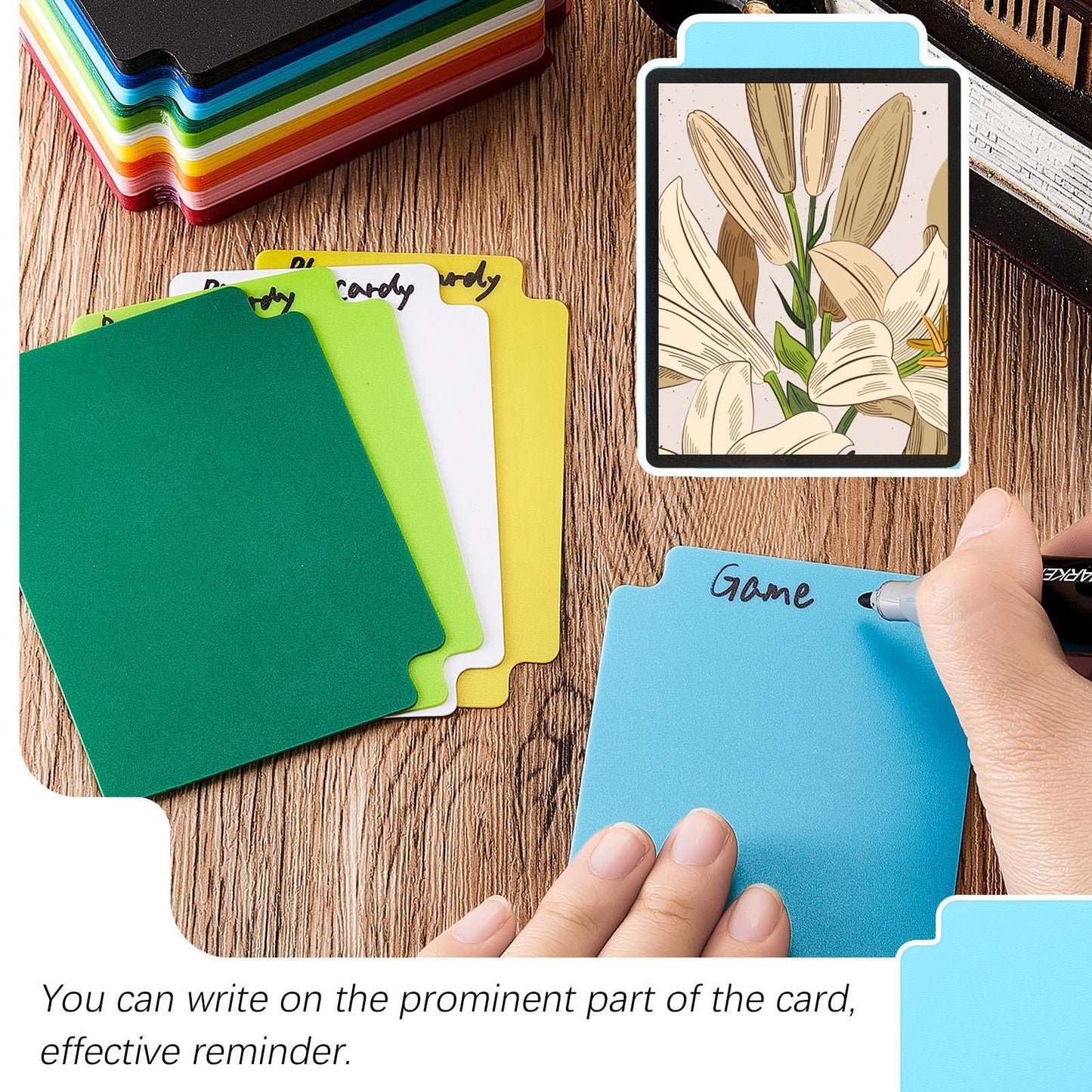 Suilung 50 Pcs Trading Card Dividers Multicolor Frosted Tabs 2.7 x 3.8 in