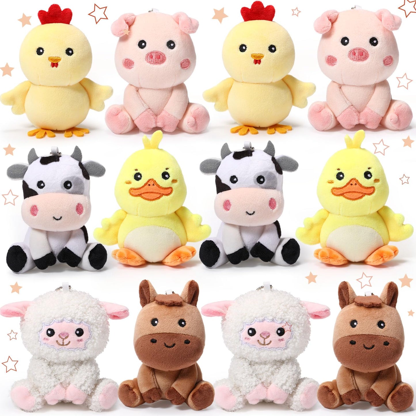 Suilung 12 Pcs Mini Farm Plush Animals – 4 Inch Farm Toys for Decor, Gifts & Classroom
