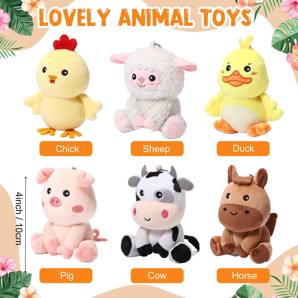 Suilung 12 Pcs Mini Farm Plush Animals – 4 Inch Farm Toys for Decor, Gifts & Classroom
