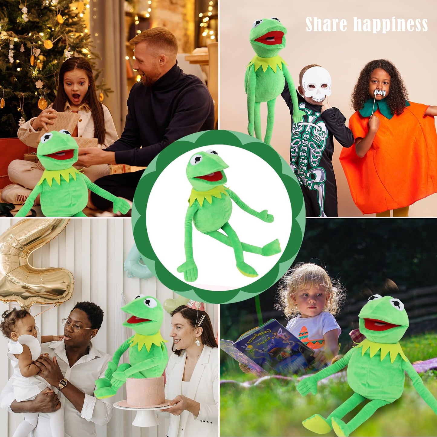 SUIYUEOUR Kermit The Frog Puppet with Control Rod – 24-Inch Plush Puppet for Kids