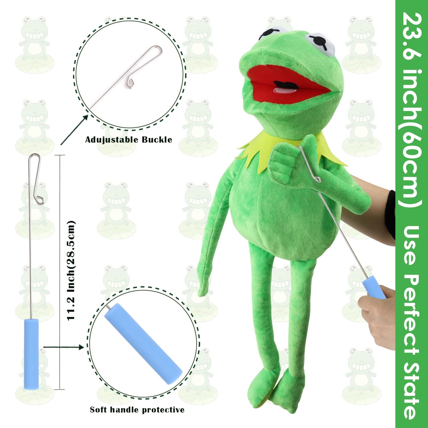 SUIYUEOUR Kermit The Frog Puppet with Control Rod – 24-Inch Plush Puppet for Kids