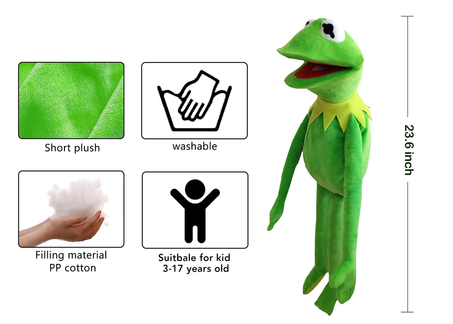 SUIYUEOUR Kermit Frog Hand Puppet 24-Inch Plush — The Muppets Show Inspired