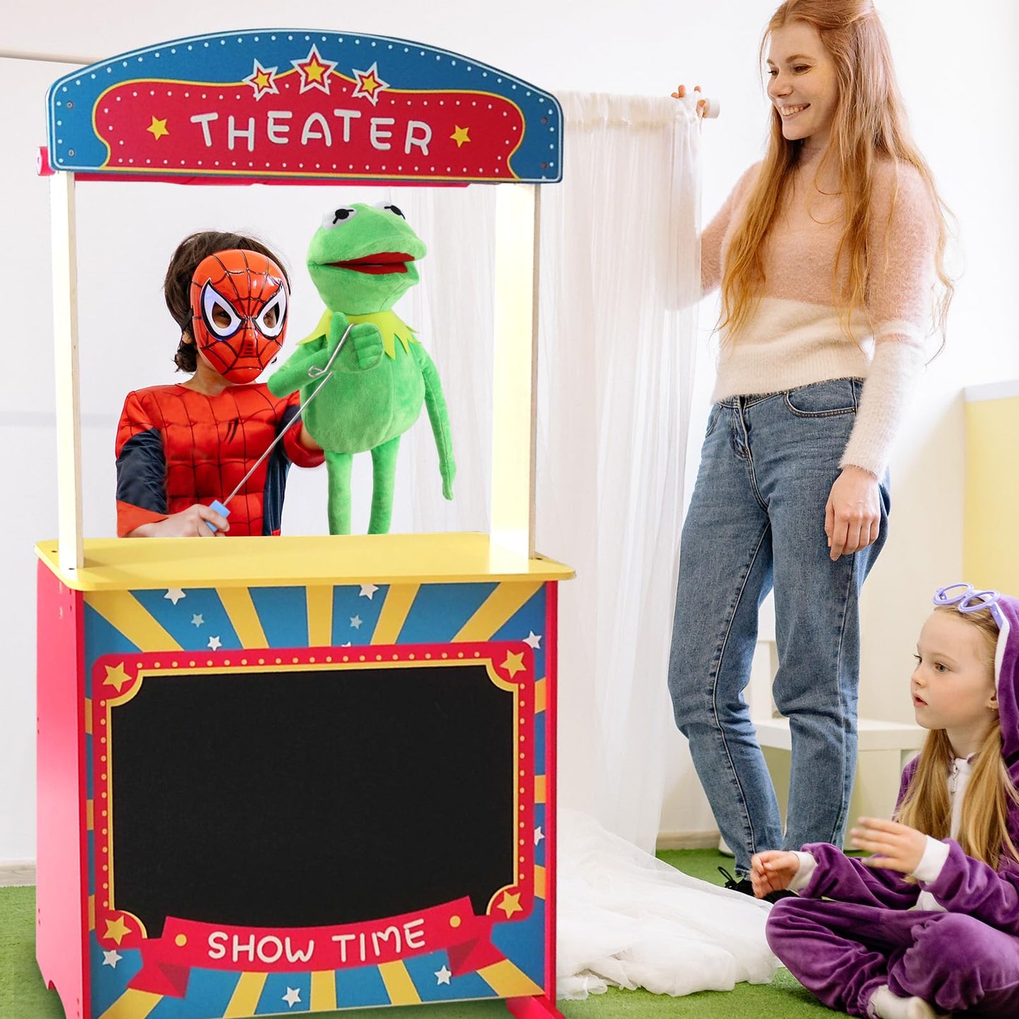 SUIYUEOUR Kermit The Frog Puppet with Control Rod – 24-Inch Plush Puppet for Kids