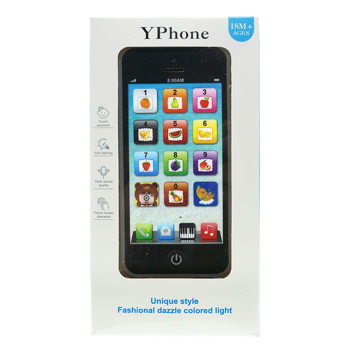 Sujosa Yphone – Pretend Smart Mobile Toy for Toddlers & Kids | Musical English Learning Gift (Black)