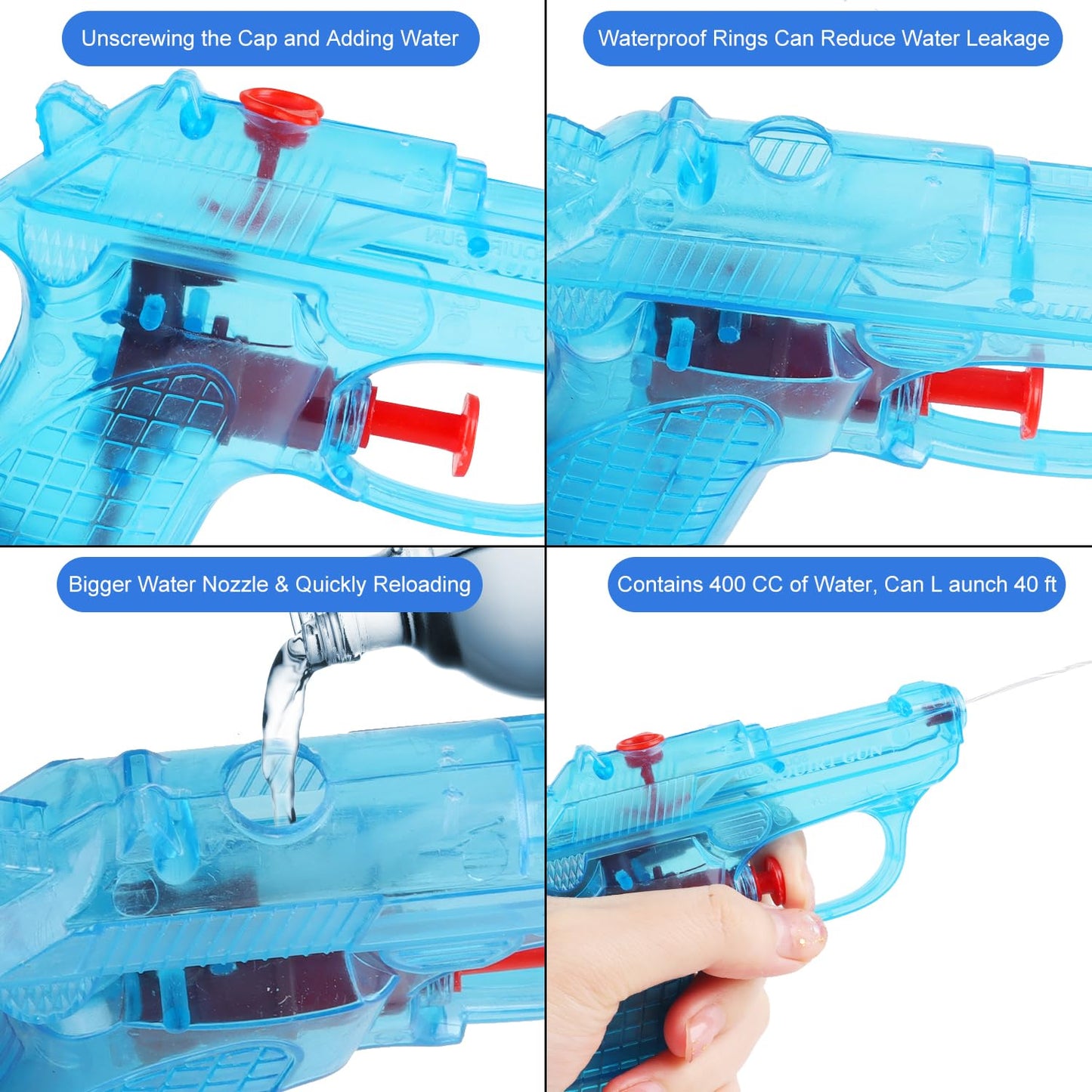 SULOLI Water Guns for Kids - 8-Pack, Durable ABS Plastic Blasters for Pool, Beach & Outdoor Water Battles