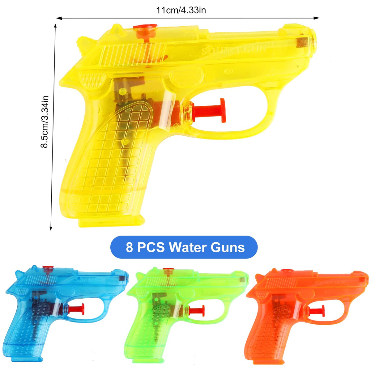 SULOLI Water Guns for Kids - 8-Pack, Durable ABS Plastic Blasters for Pool, Beach & Outdoor Water Battles