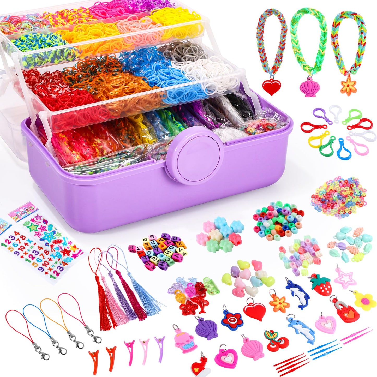 SUMAJU 18500+ Bracelet Making Kit – 26 Colors, Glow-in-Dark, 3-Layer Storage