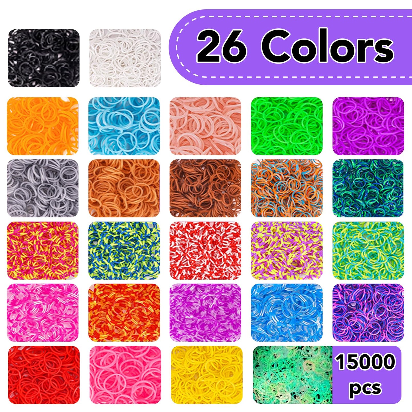 SUMAJU 18500+ Bracelet Making Kit – 26 Colors, Glow-in-Dark, 3-Layer Storage