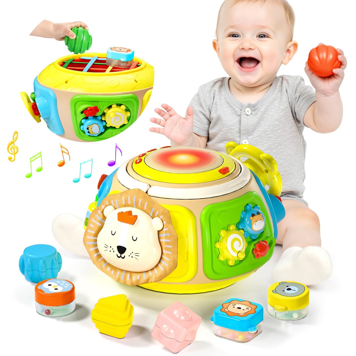 Sumapner 7-in-1 Activity Cube Drum | Montessori Sensory Toy for Babies & Toddlers