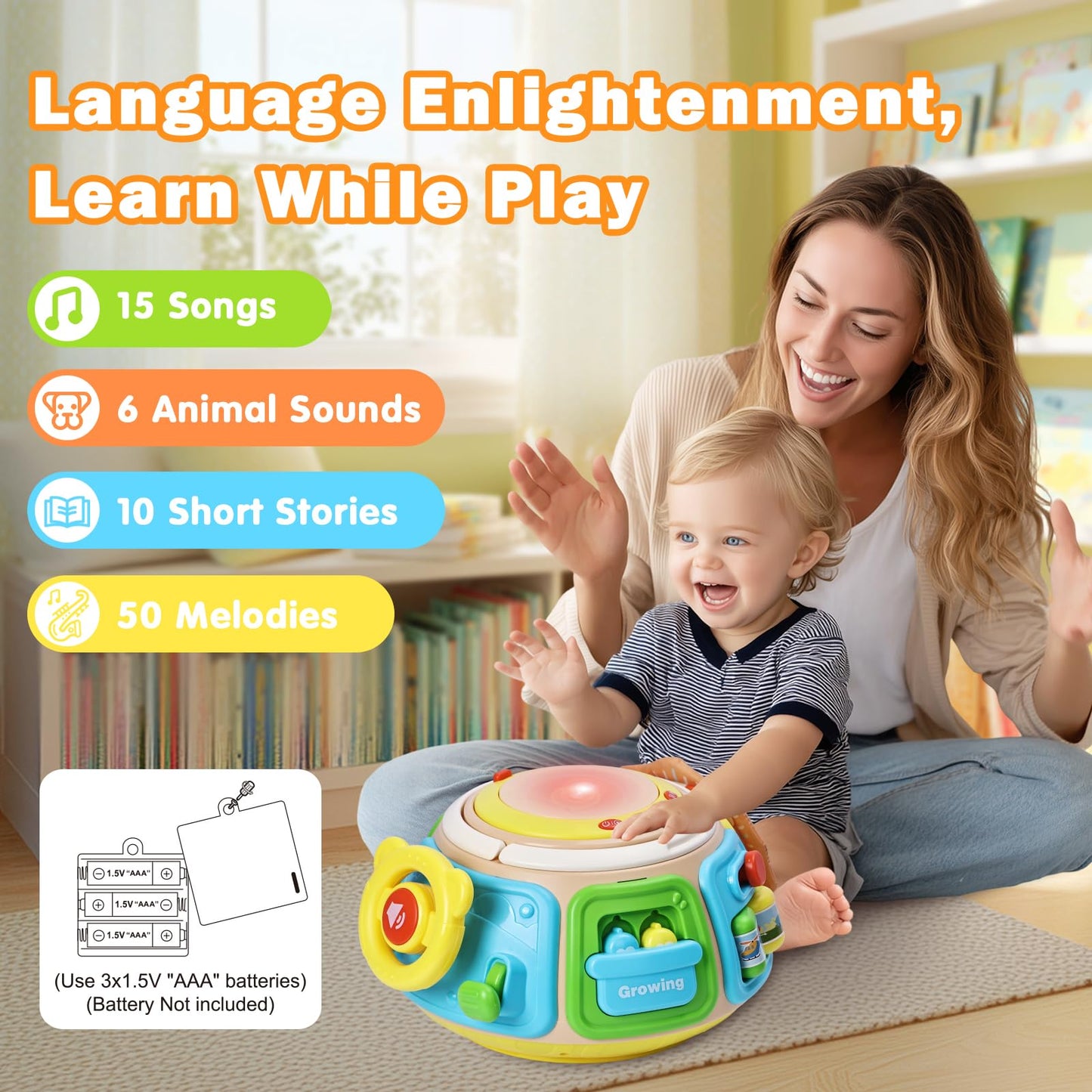 Sumapner 7-in-1 Activity Cube Drum | Montessori Sensory Toy for Babies & Toddlers
