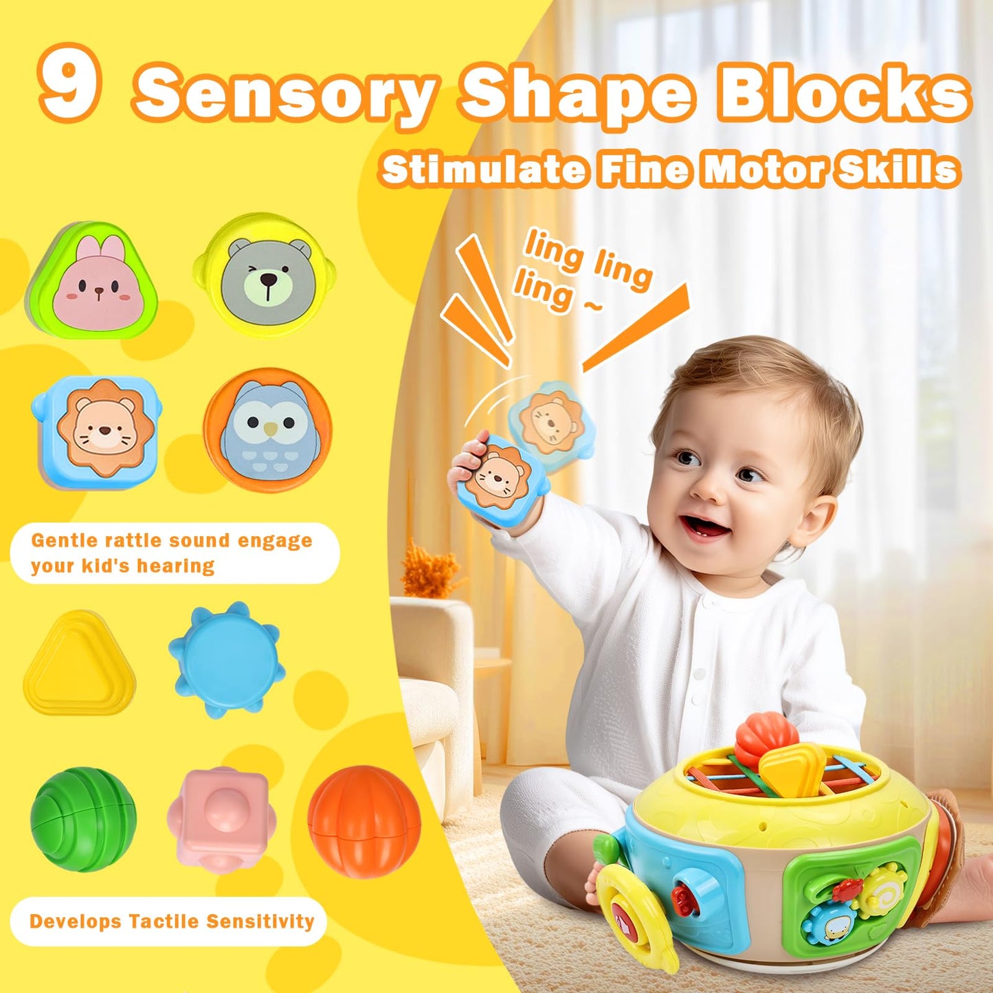 Sumapner 7-in-1 Activity Cube Drum | Montessori Sensory Toy for Babies & Toddlers
