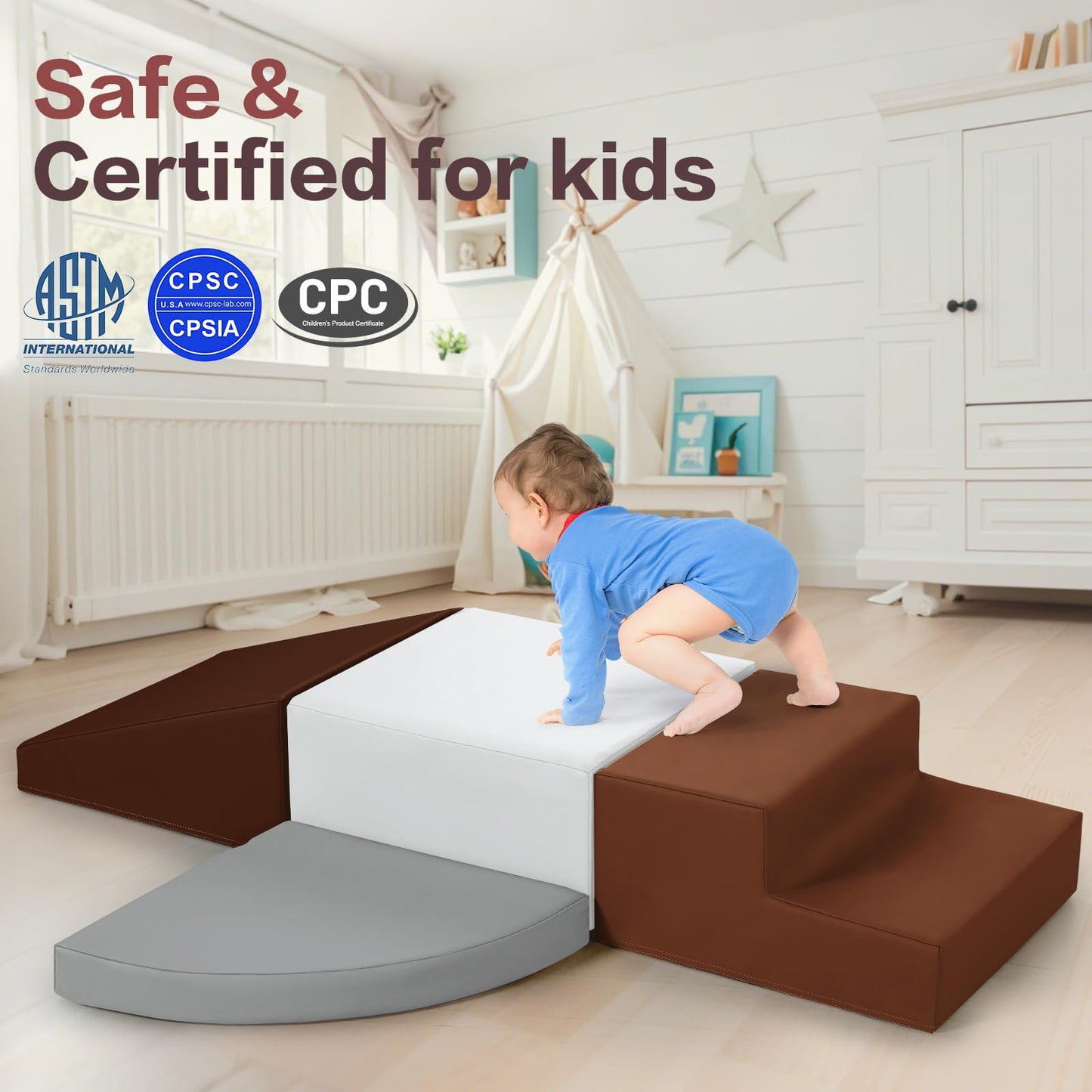 Sumbababy Toddler Climbing Foam Blocks – 4-Piece Waterproof PU Leather Playset