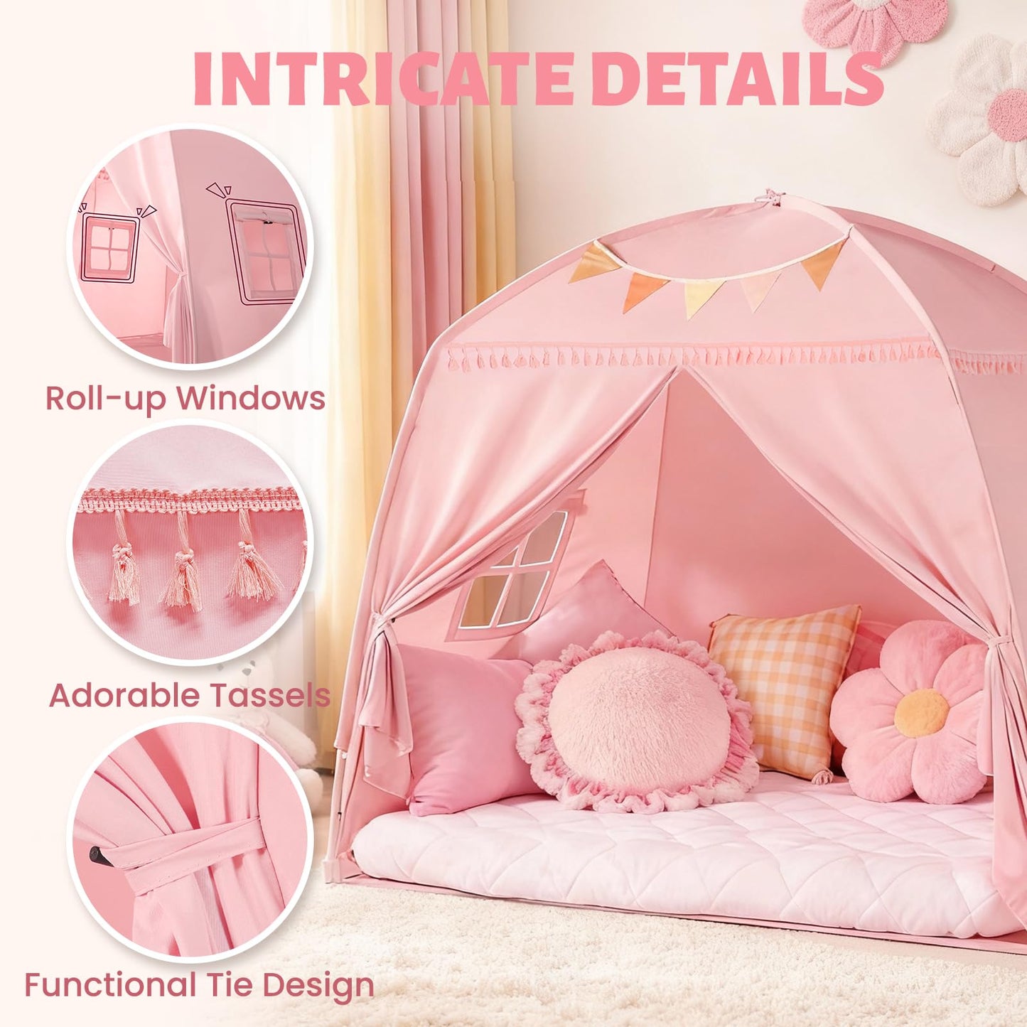 Sumbababy Large Teepee Tent with Star Lights – Indoor Kids Play Tent