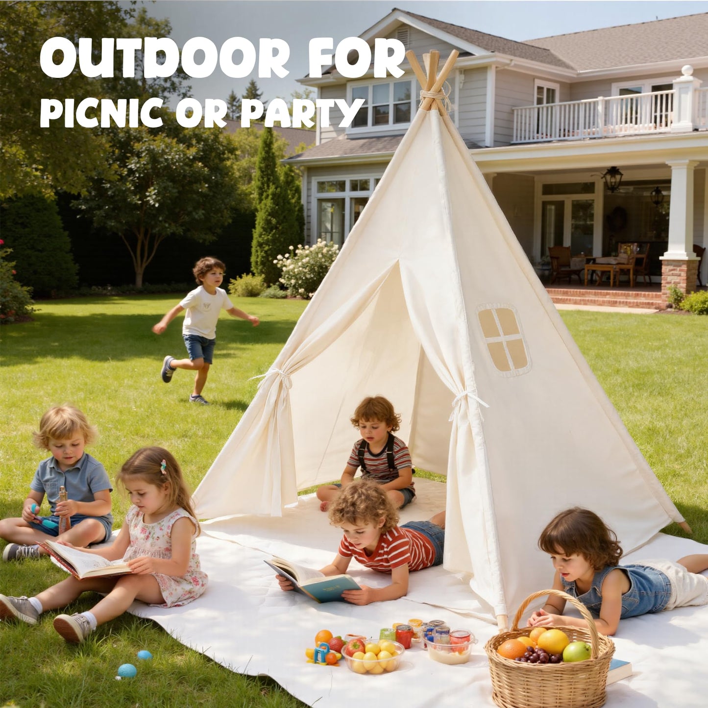 Sumbababy Kids Teepee Tent – Indoor/Outdoor Playhouse for Girls & Boys