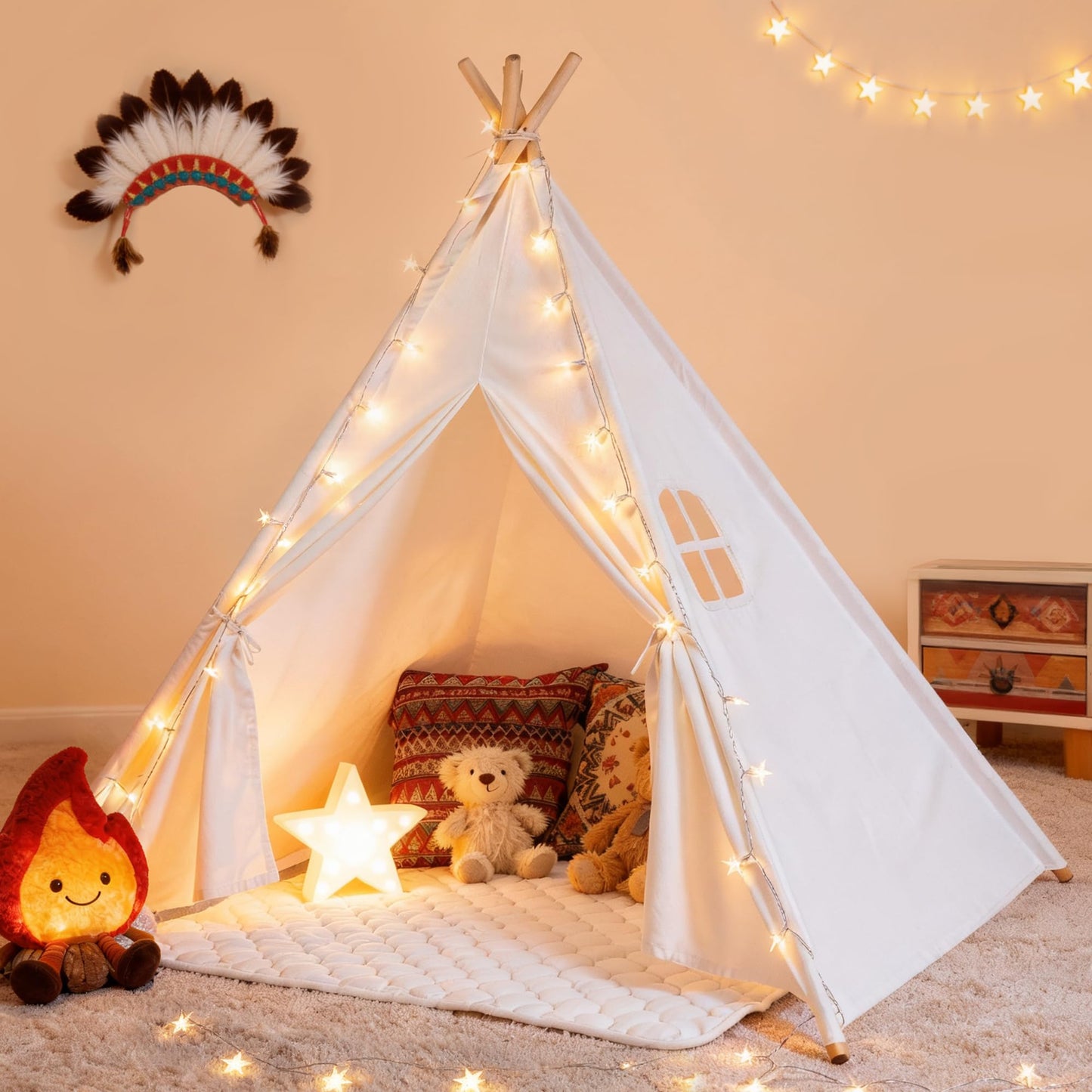 Sumbababy Kids Teepee Tent – Indoor/Outdoor Playhouse for Girls & Boys