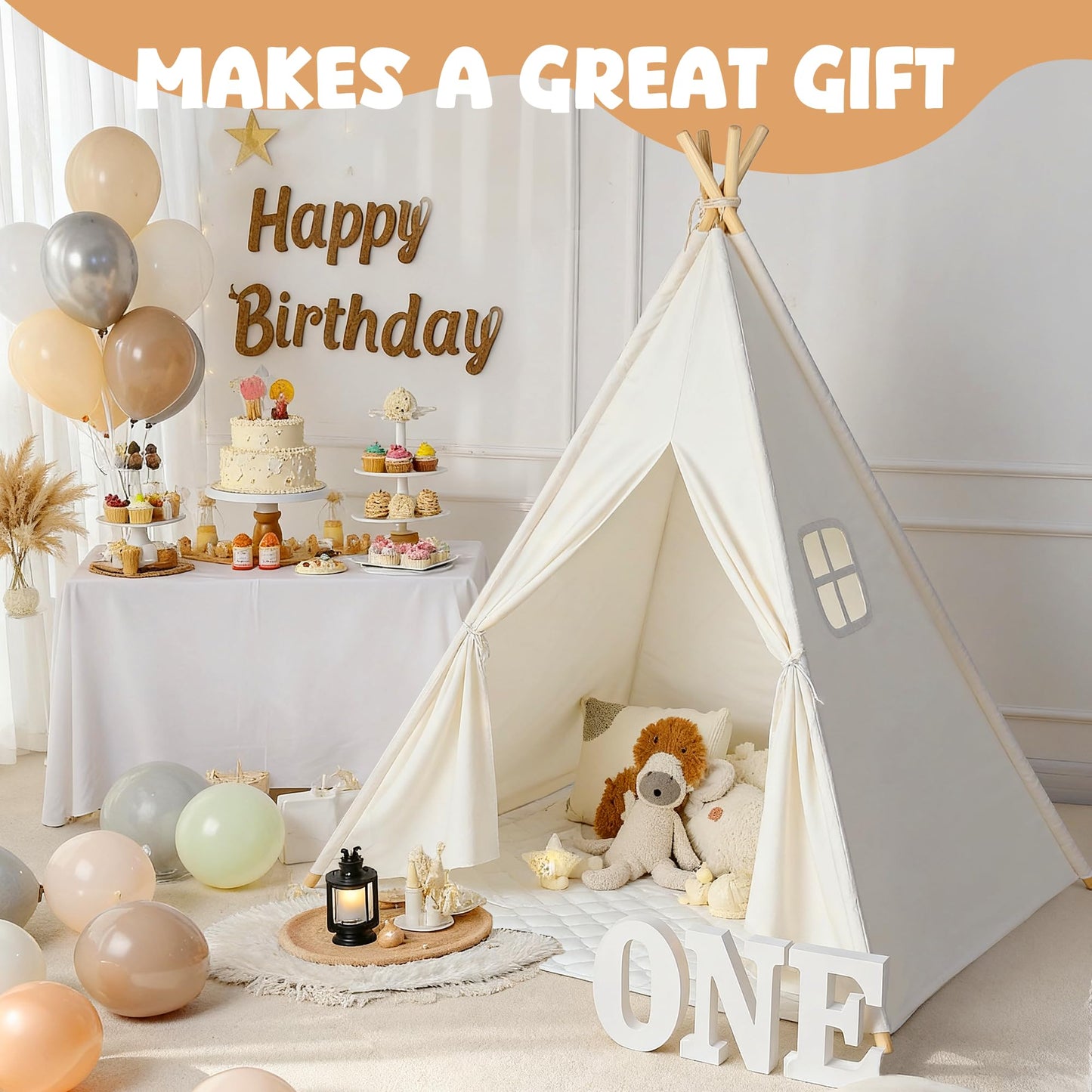 Sumbababy Kids Teepee Tent – Indoor/Outdoor Playhouse for Girls & Boys