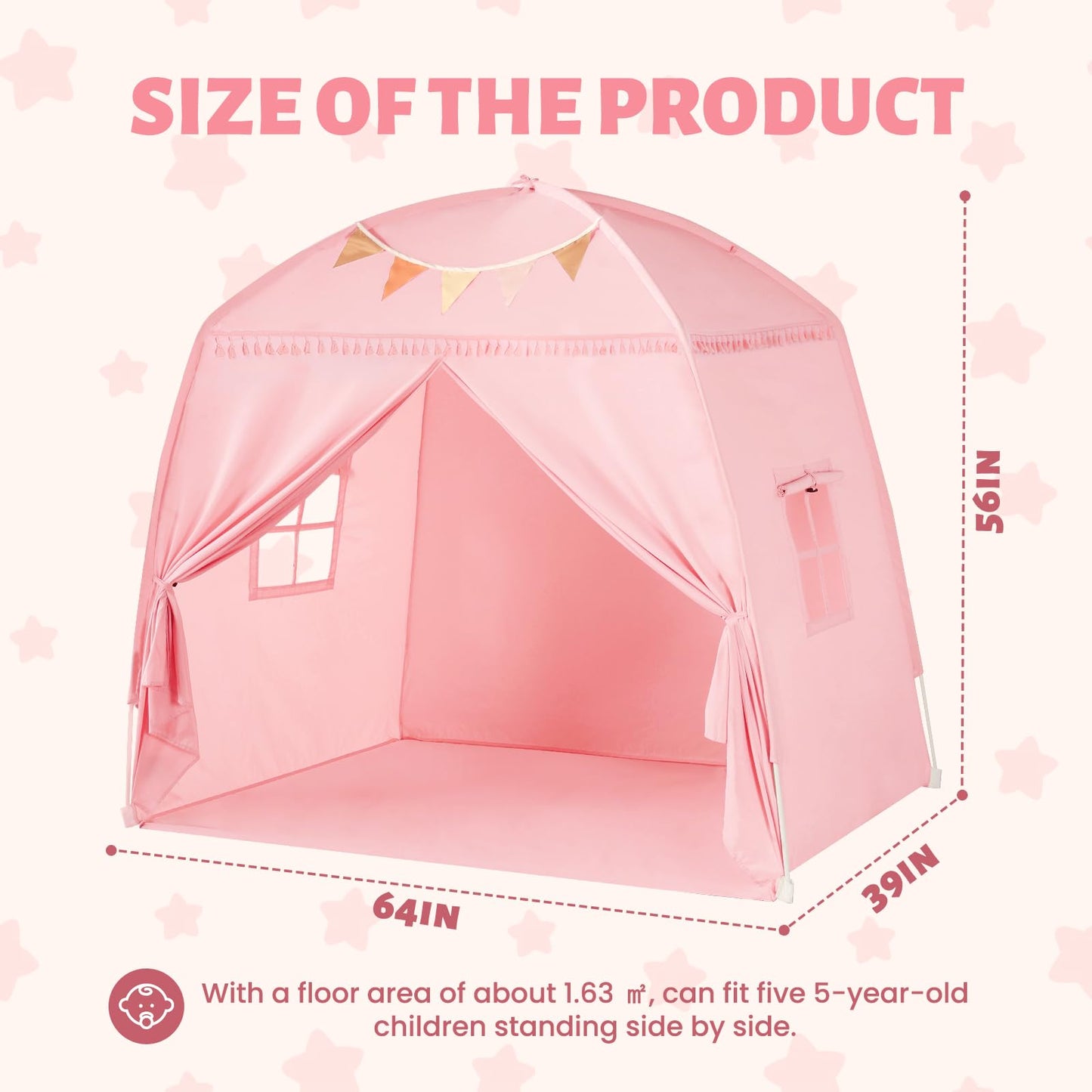 Sumbababy Large Teepee Tent with Star Lights – Indoor Kids Play Tent