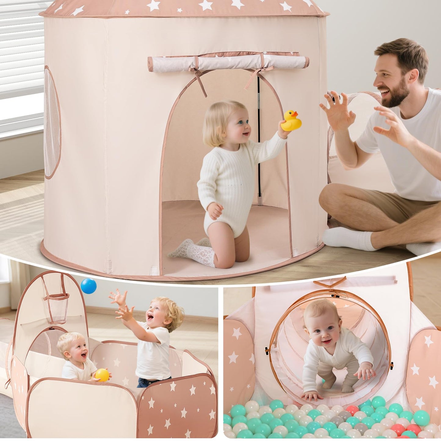 Sumbababy Kids Tent with Crawl Tunnel – Ball Pit for Toddlers | Indoor & Outdoor Play Set