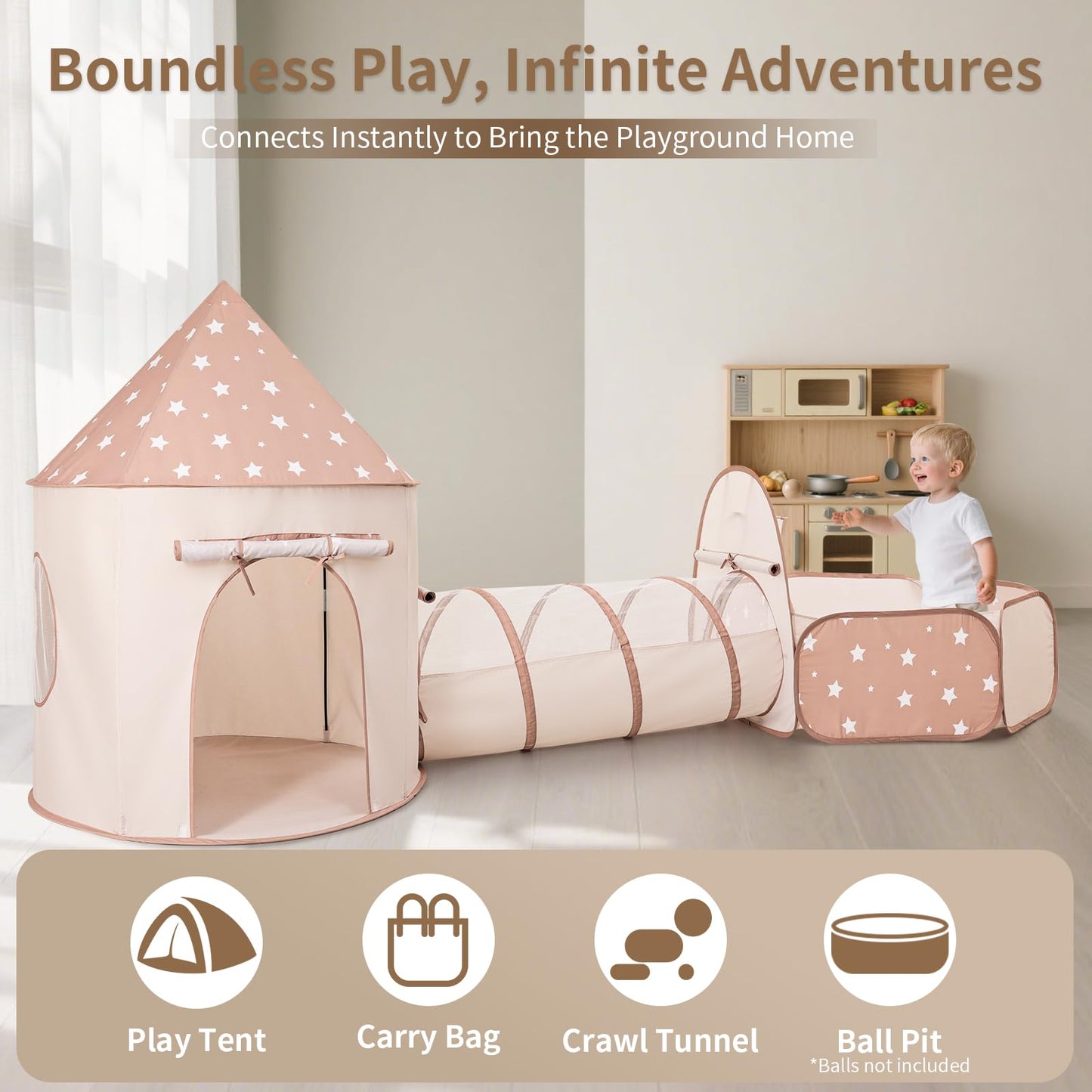 Sumbababy Kids Tent with Crawl Tunnel – Ball Pit for Toddlers | Indoor & Outdoor Play Set