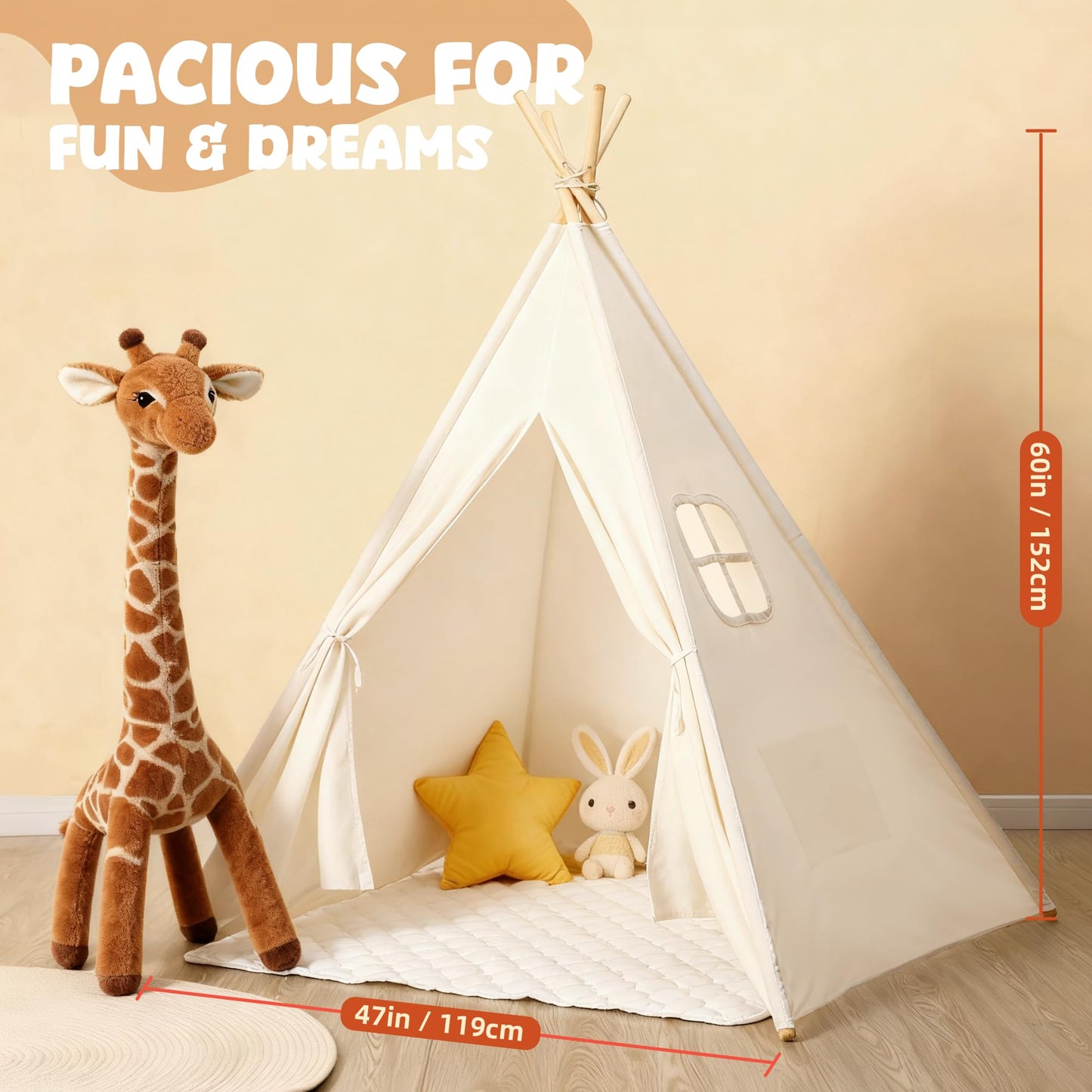 Sumbababy Kids Teepee Tent – Indoor/Outdoor Playhouse for Girls & Boys