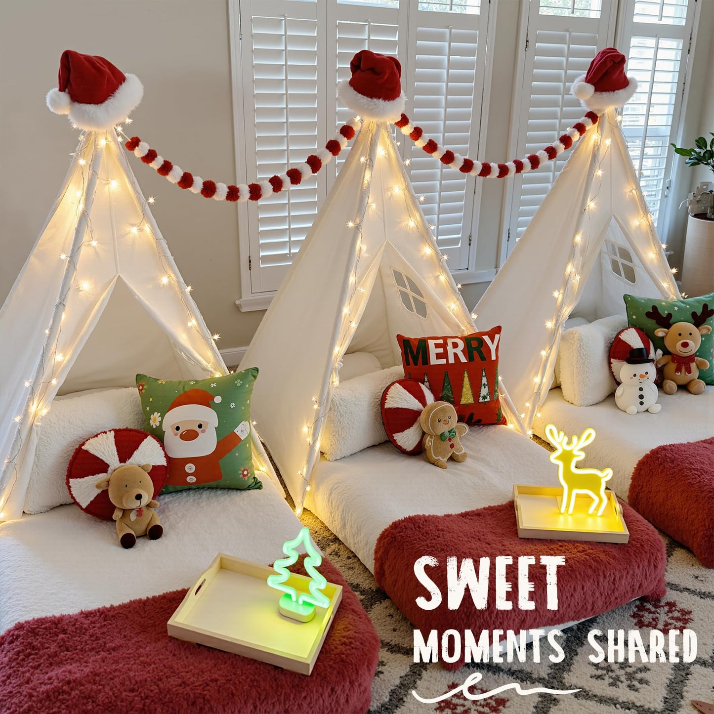 Sumbababy Teepee Tent for Kids – Indoor Playhouse with Lights, Foldable & Safe Canvas
