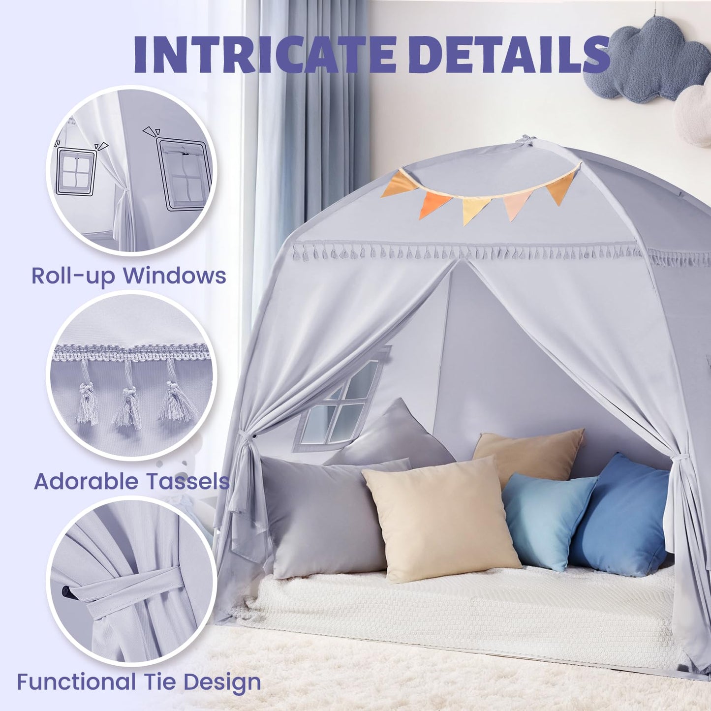 Sumbababy Large Teepee Tent for Kids with Star Lights | Indoor Play Tent for Boys & Girls