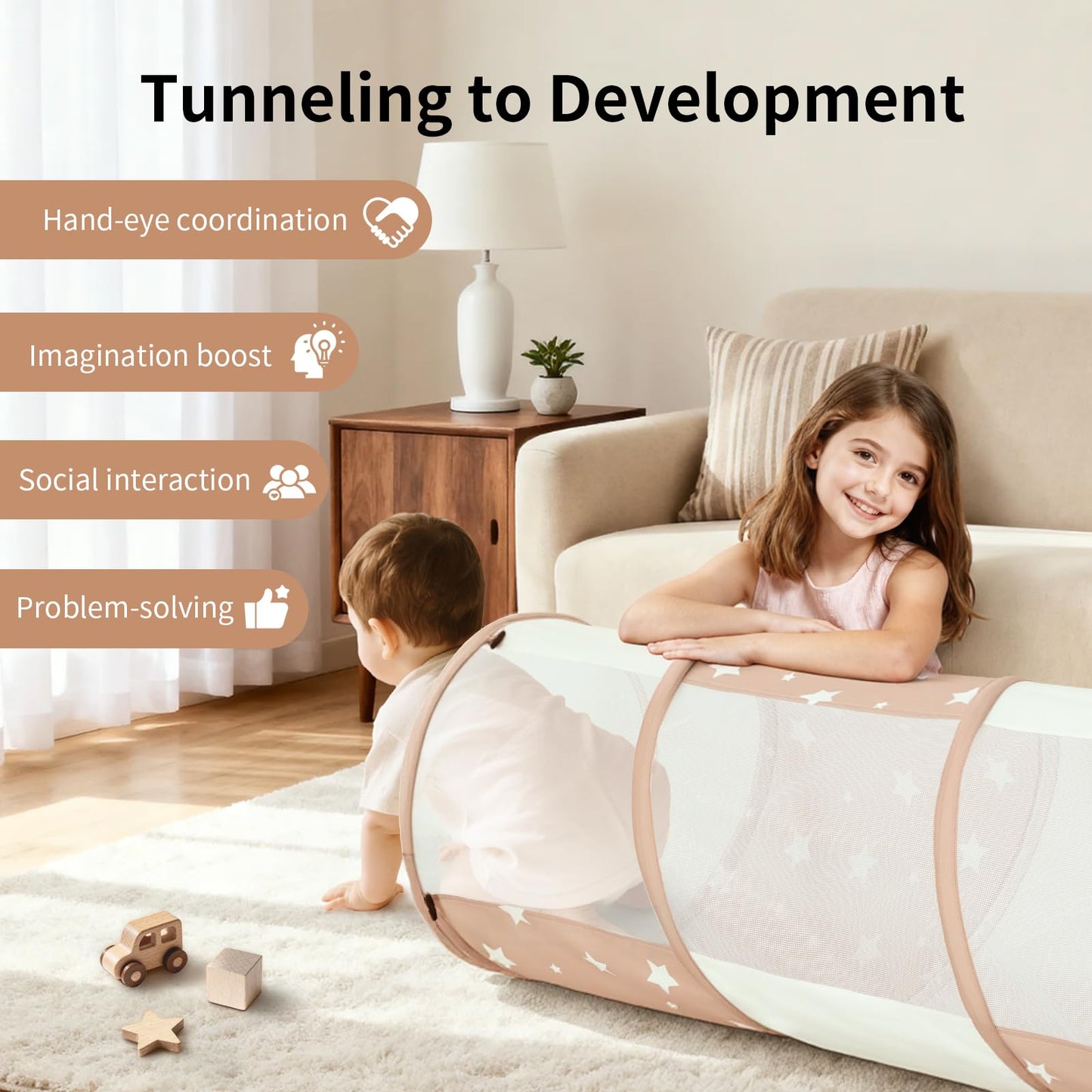 Sumbababy Tunnel Toys for Toddlers – Safe Soft Crawl Tunnels for Kids and Pets