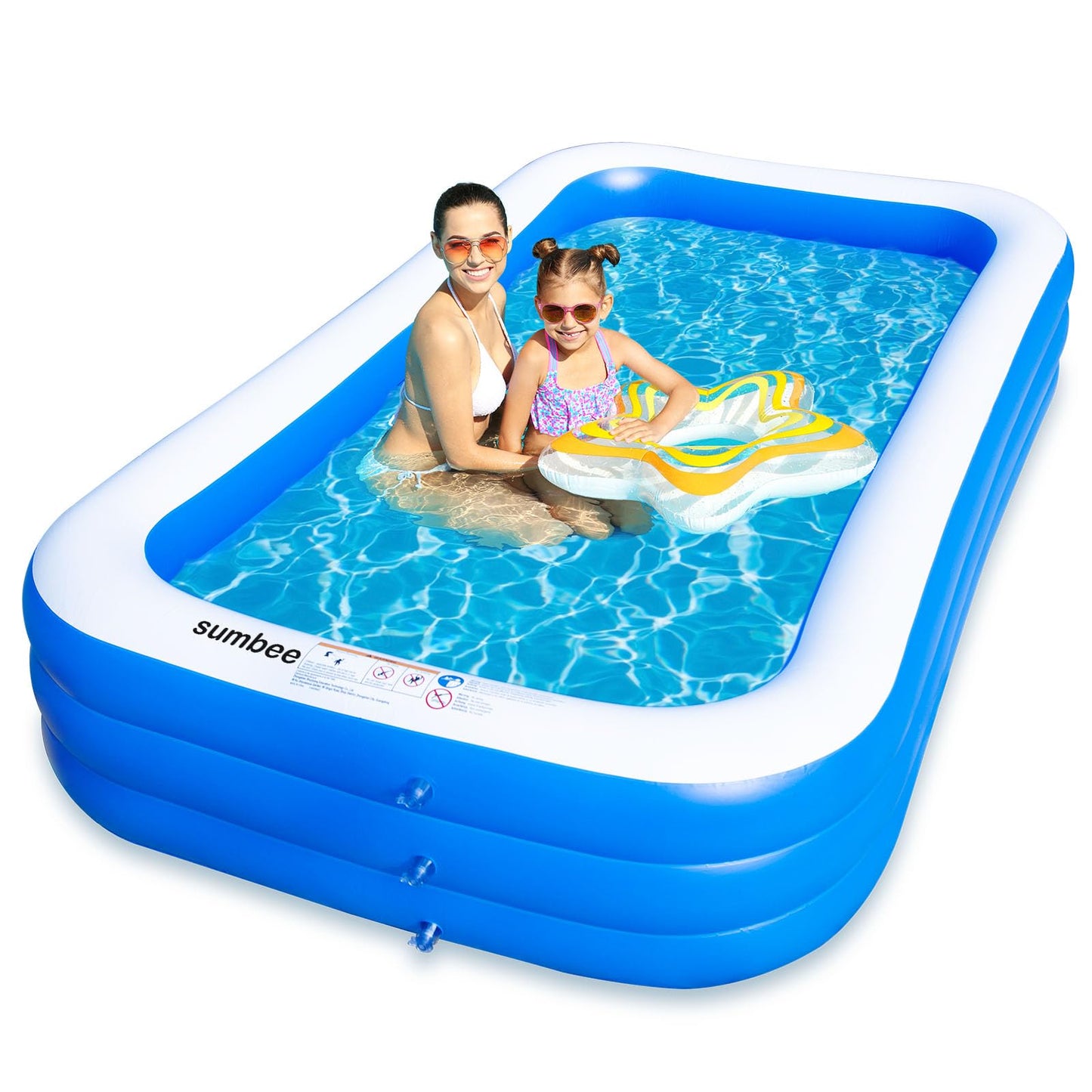 Sumbee Inflatable Family Pool 120x72x22 in — Large Backyard Pool for Kids 4–12, Blue