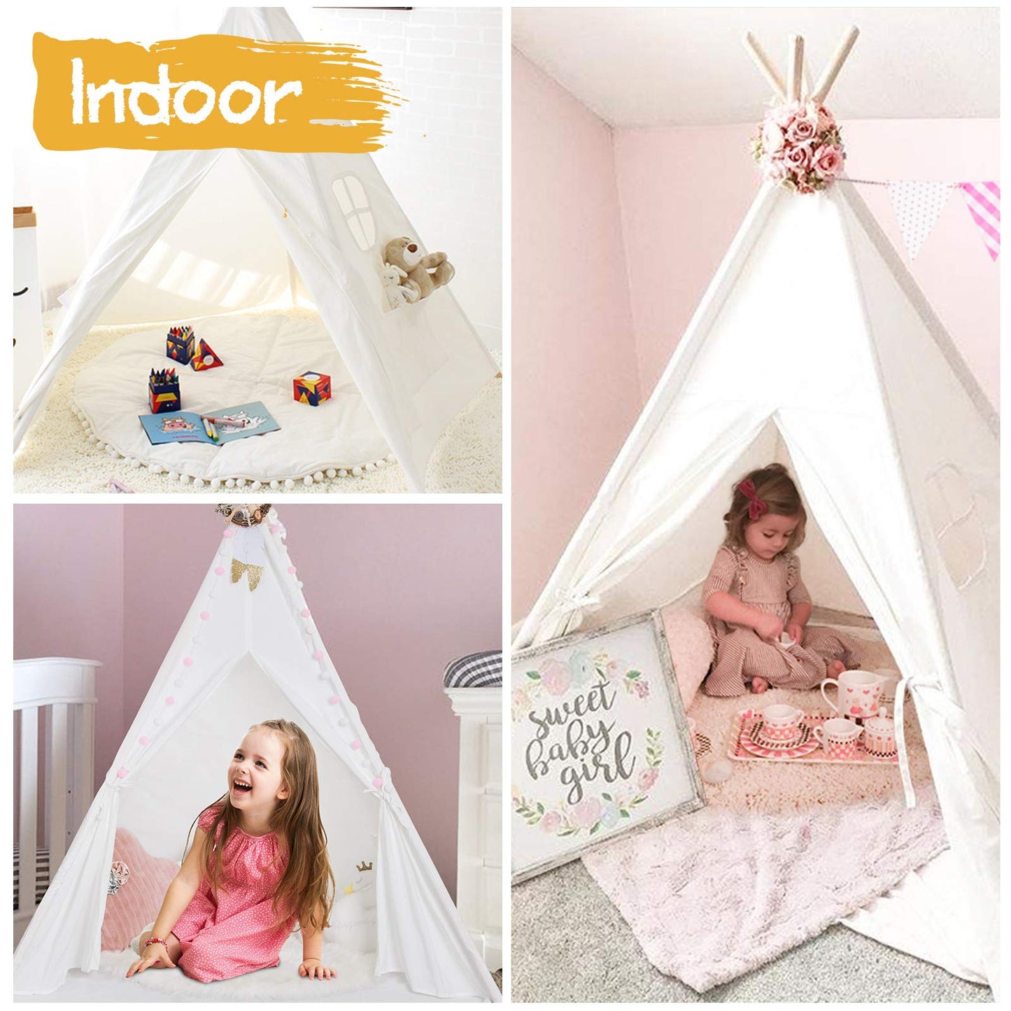 Sumerice Teepee Play Tent for Kids – Foldable Indoor/Outdoor Playhouse with Carry Case
