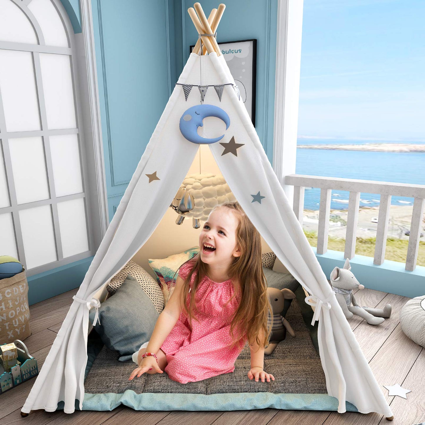 Sumerice Teepee Play Tent for Kids – Foldable Indoor/Outdoor Playhouse with Carry Case
