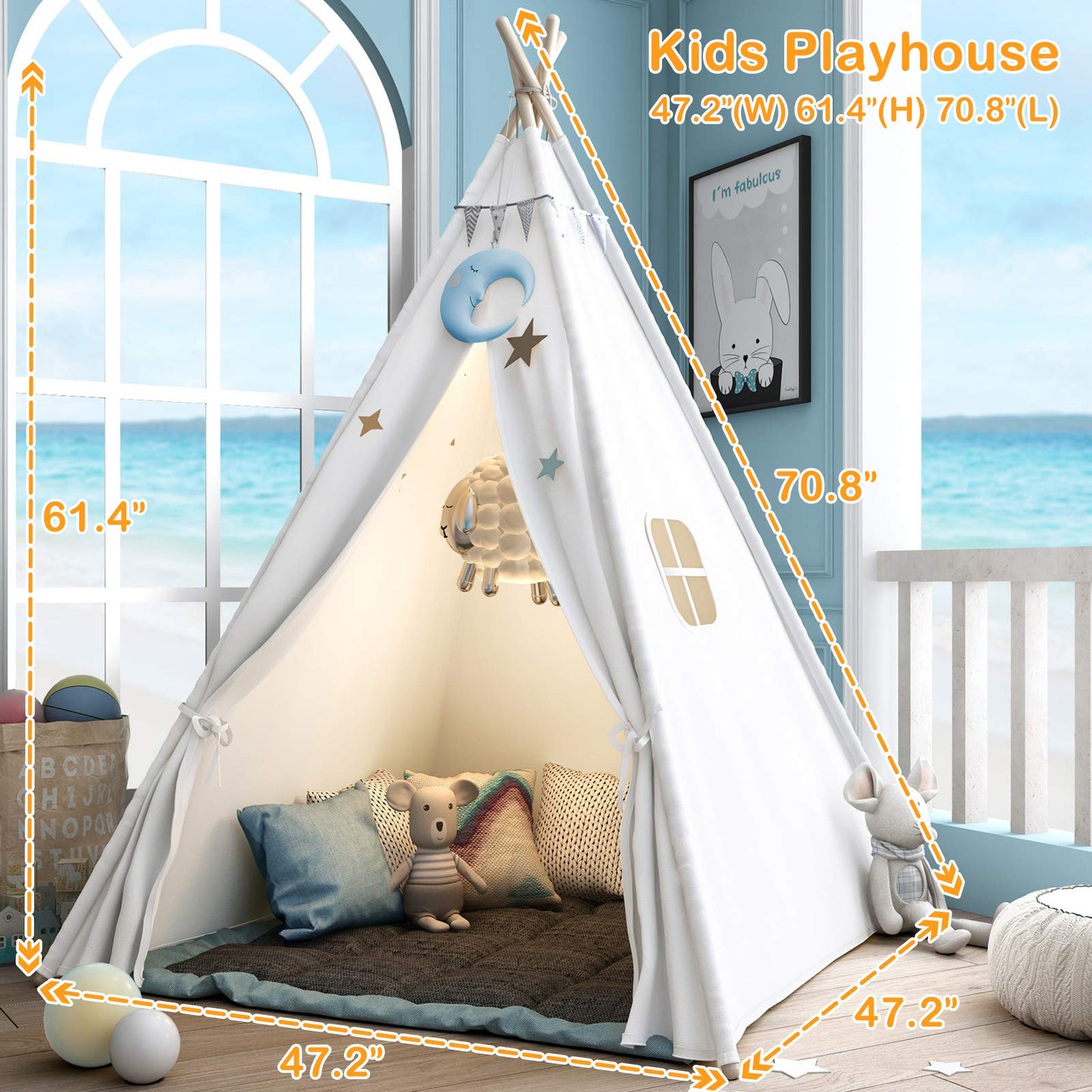 Sumerice Teepee Play Tent for Kids – Foldable Indoor/Outdoor Playhouse with Carry Case