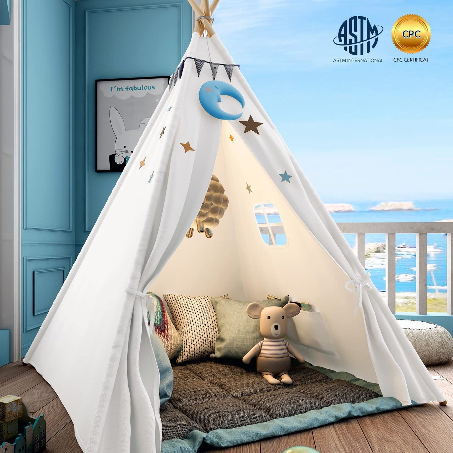 Sumerice Teepee Play Tent for Kids – Foldable Indoor/Outdoor Playhouse with Carry Case
