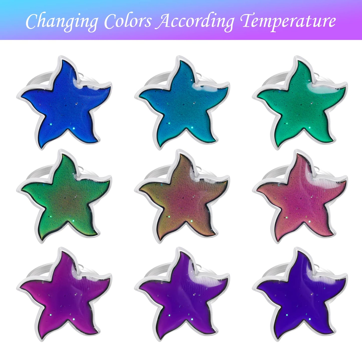SUMERSHA 16Pcs Mood Rings - Adjustable Color-Changing Rings for Women | Party Favors