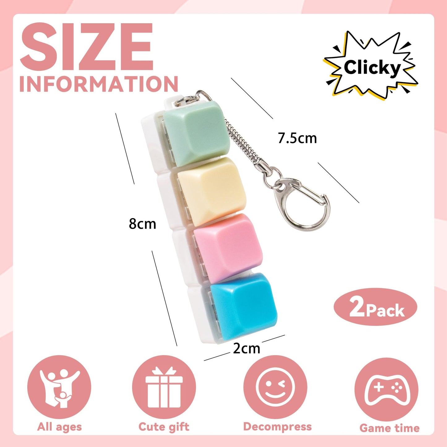 Sumgsn 2 Pcs Creamy Keyboard Fidget Toy – Loud Clicker for Stress Relief & Focus