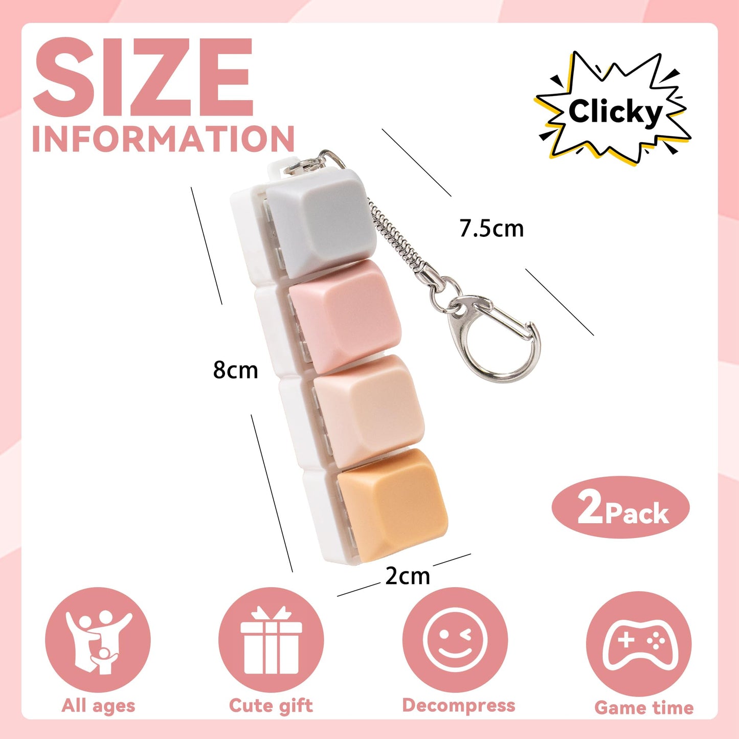 Sumgsn: 2 Pcs Creamy Keyboard Fidget Toy – 4-Key Decompression Clicker for Office Desk and Focus