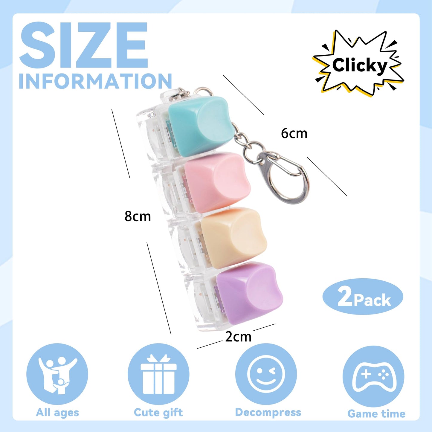 Sumgsn Creamy Keyboard Fidget Toy – 2-Pack, 4 Keys for Focus & Stress Relief